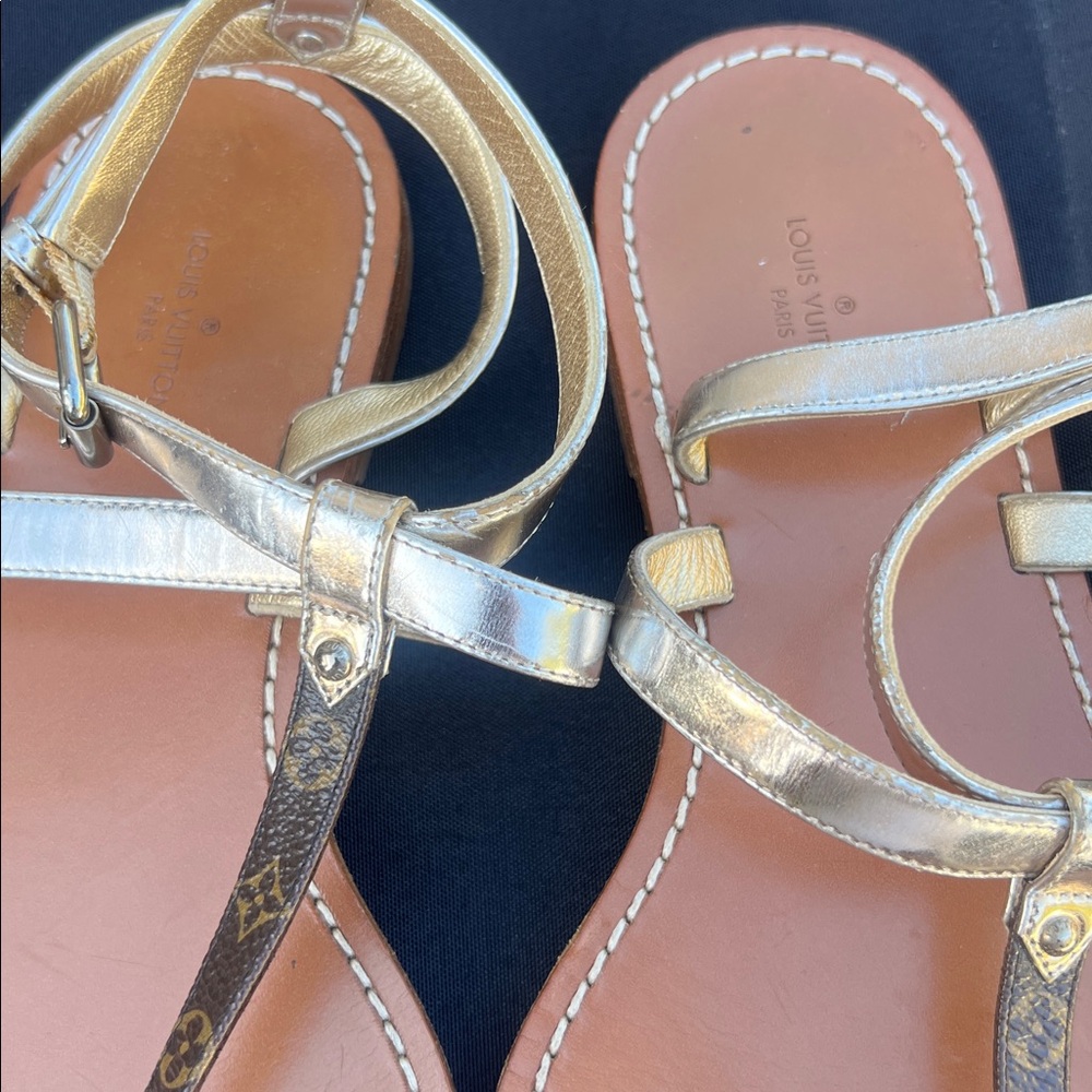 Louis Vuitton Gold Sandals - Picture 3 of 10